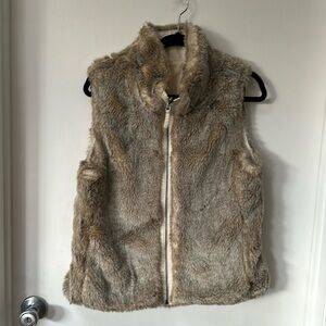GAP Faux Fur Vest in Brown and Cream